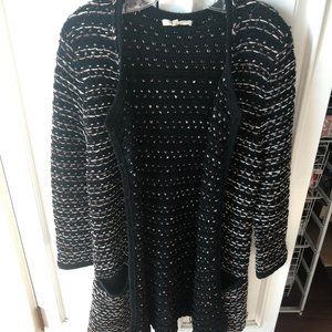Maje Black and Metallic Memory Knit Cardigan